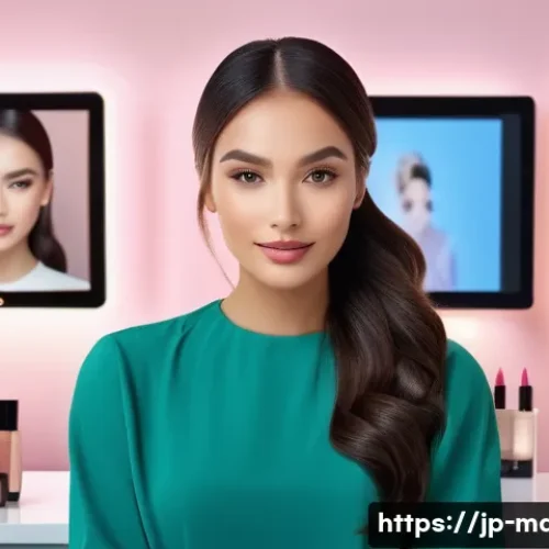 뷰티 업계 메이크업 이직 사례 - A professional makeup artist in a modern beauty salon setting, demonstrating natural makeup techniqu...